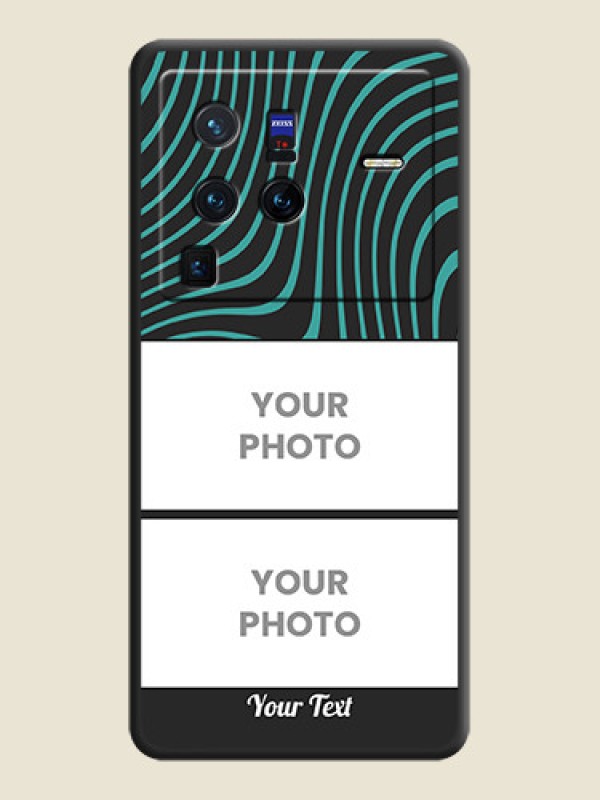 Custom Wave Pattern with 2 Image Holder on Space Black Personalized Soft Matte Phone Covers - Vivo X80 Pro 5G - alternate view