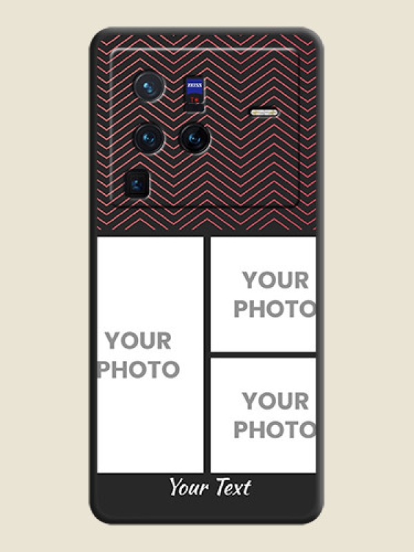 Custom Wave Pattern with 3 Image Holder on Space Black Custom Soft Matte Back Cover - Vivo X80 Pro 5G - alternate view