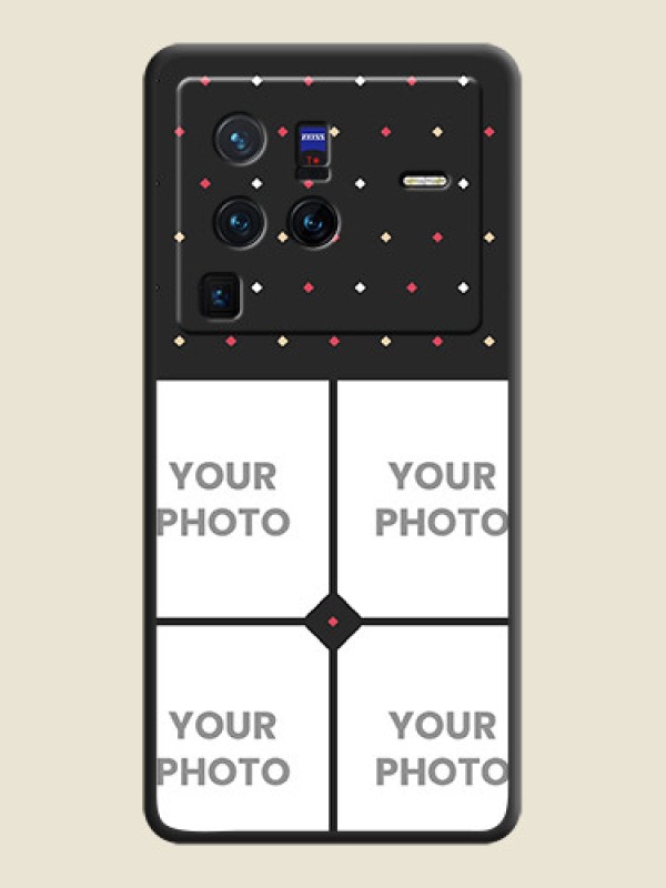 Custom Multicolor Dotted Pattern with 4 Image Holder on Space Black Custom Soft Matte Phone Cases - Vivo X80 Pro 5G - alternate view