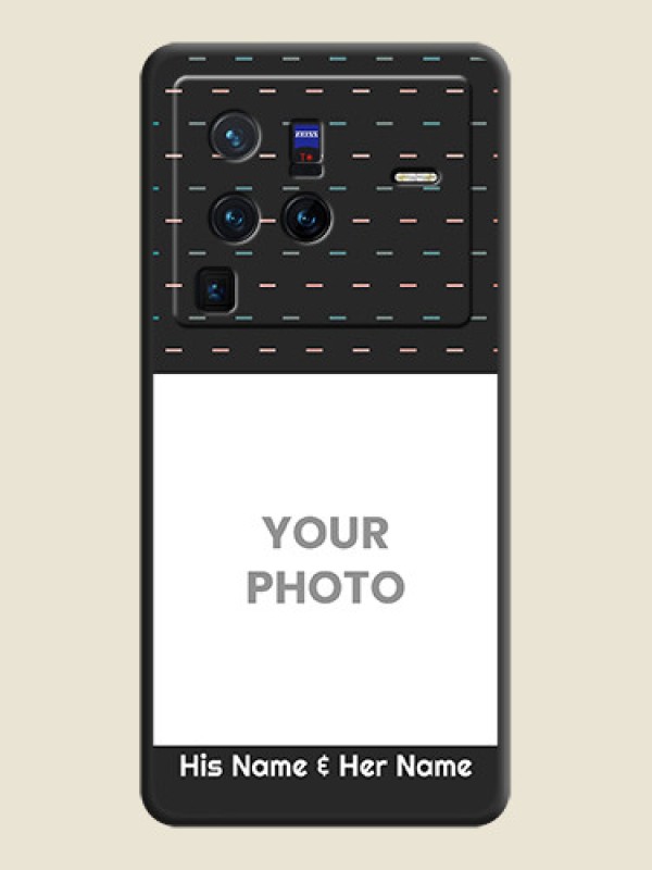 Custom Line Pattern Design with Text on Space Black Custom Soft Matte Phone Back Cover - Vivo X80 Pro 5G - alternate view
