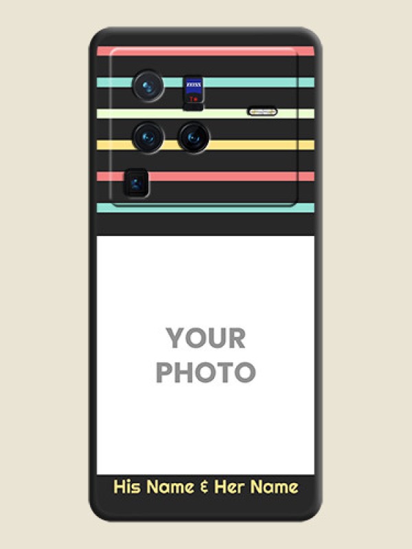 Custom Color Stripes with Photo and Text on Photo on Space Black Soft Matte Mobile Case - Vivo X80 Pro 5G - alternate view