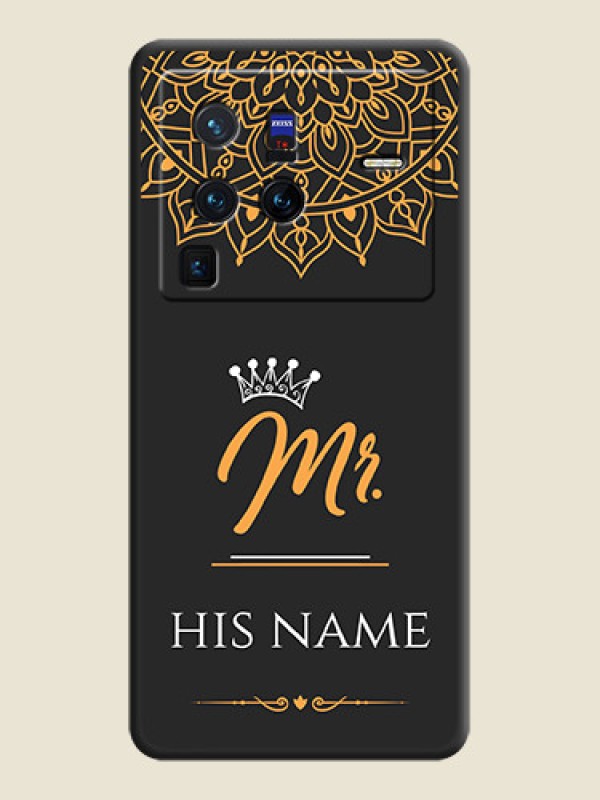 Custom Mr Name with Floral Design  on Personalised Space Black Soft Matte Cases - Vivo X80 Pro 5G - alternate view