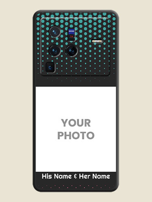 Custom Faded Dots with Grunge Photo Frame and Text on Space Black Custom Soft Matte Phone Cases - Vivo X80 Pro 5G - alternate view