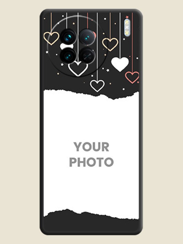 Custom Love Hangings with Splash Wave Picture on Space Black Custom Soft Matte Phone Back Cover - Vivo X90 5G - alternate view