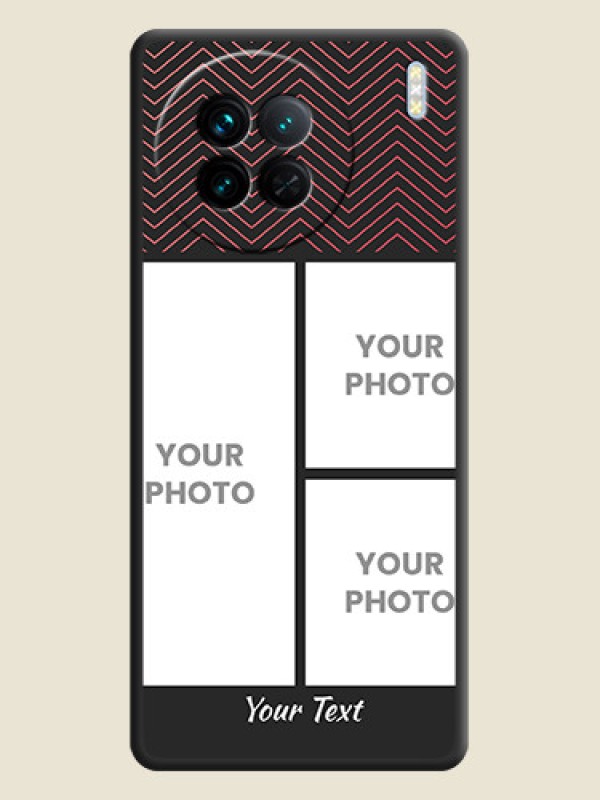 Custom Wave Pattern with 3 Image Holder on Space Black Custom Soft Matte Back Cover - Vivo X90 5G - alternate view