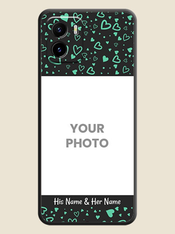 Custom Sea Green Indefinite Love Pattern on Photo on Space Black Soft Matte Mobile Cover - Vivo Y01 - alternate view