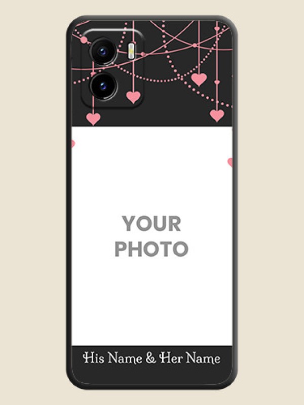 Custom Pink Love Hangings with Text on Space Black Custom Soft Matte Back Cover - Vivo Y01 - alternate view