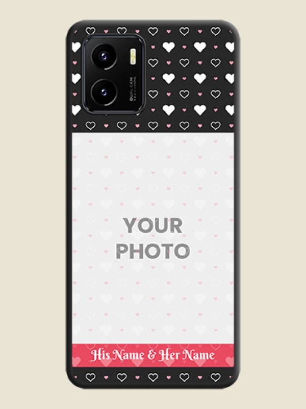 Custom White Color Love Symbols with Text Design on Photo on Space Black Soft Matte Phone Cover - Vivo Y01 - alternate view