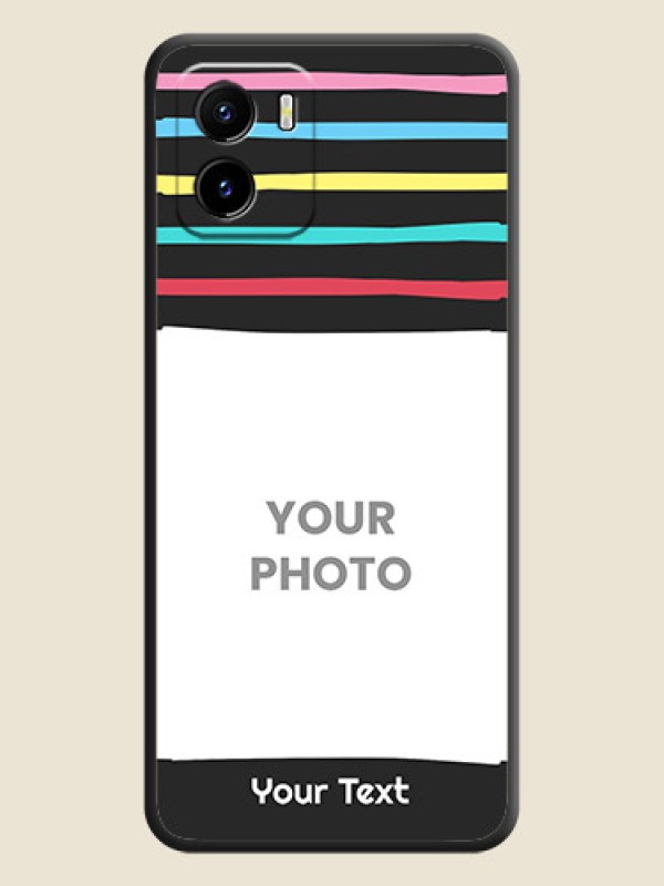 Custom Multicolor Lines with Image on Space Black Personalized Soft Matte Phone Covers - Vivo Y01 - alternate view