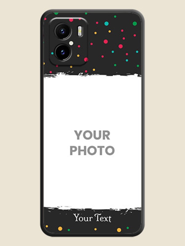 Custom Multicolor Dotted Pattern with Text on Space Black Custom Soft Matte Phone Back Cover - Vivo Y01 - alternate view