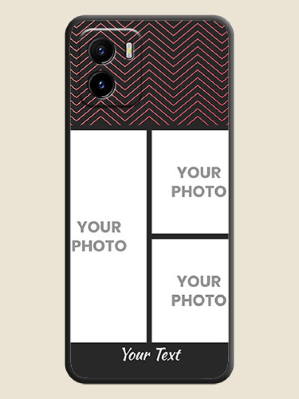 Custom Wave Pattern with 3 Image Holder on Space Black Custom Soft Matte Back Cover - Vivo Y01 - alternate view