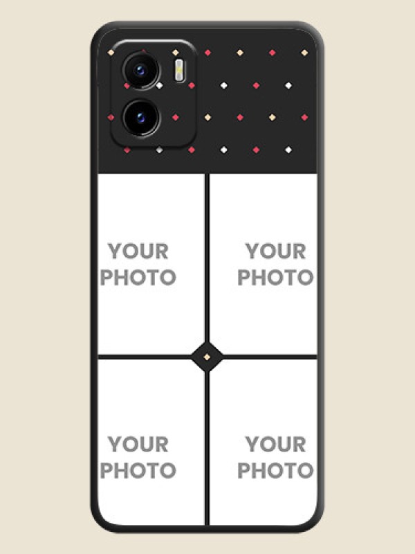 Custom Multicolor Dotted Pattern with 4 Image Holder on Space Black Custom Soft Matte Phone Cases - Vivo Y01 - alternate view