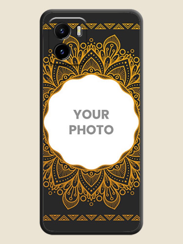 Custom Round Image with Floral Design on Photo on Space Black Soft Matte Mobile Cover - Vivo Y01 - alternate view