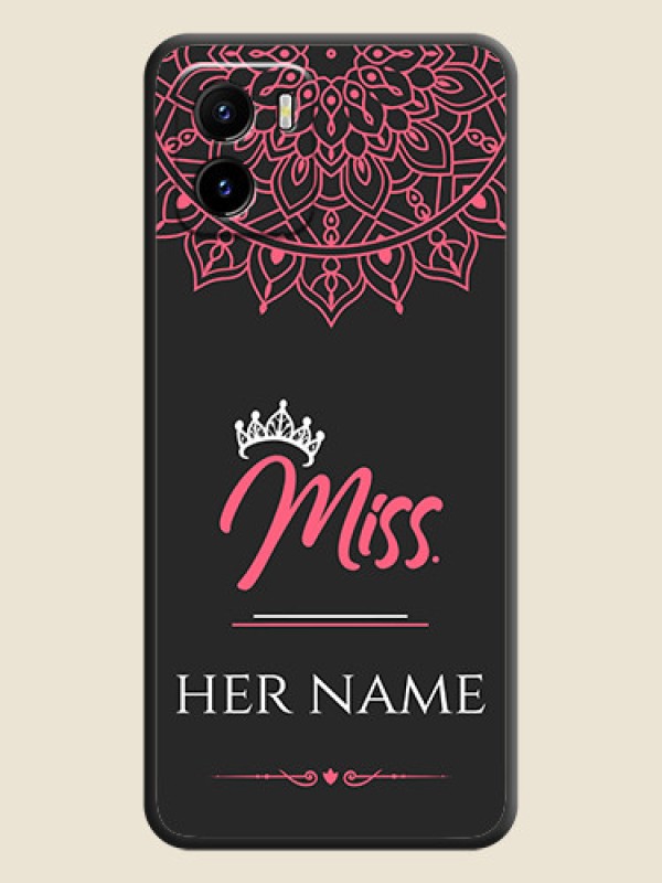 Custom Mrs Name with Floral Design on Space Black Personalized Soft Matte Phone Covers - Vivo Y01 - alternate view