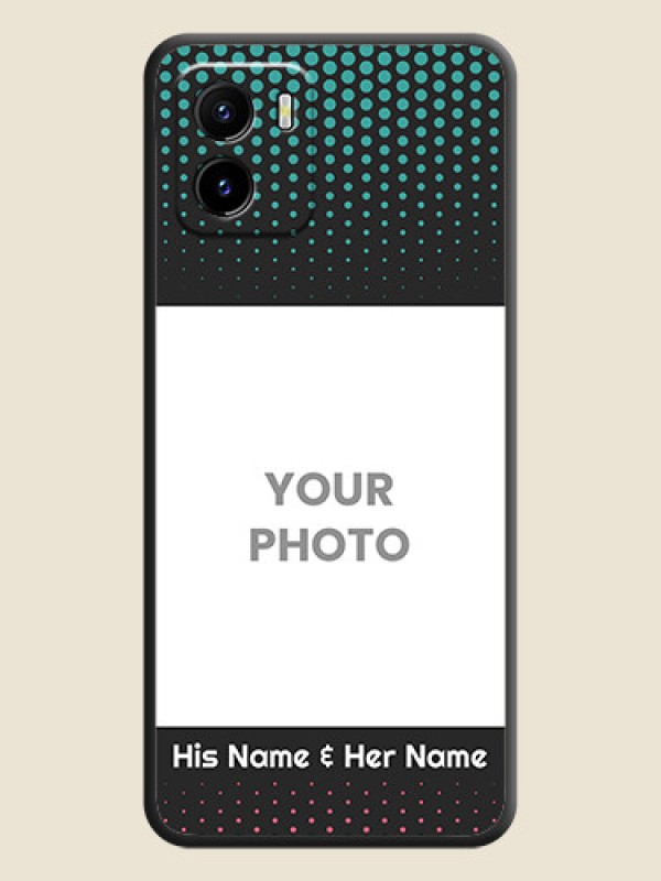 Custom Faded Dots with Grunge Photo Frame and Text on Space Black Custom Soft Matte Phone Cases - Vivo Y01 - alternate view