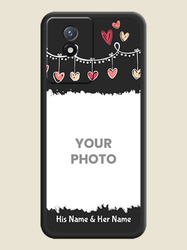 Custom Pink Love Hangings with Name on Space Black Custom Soft Matte Phone Cases - Vivo Y02 - alternate view