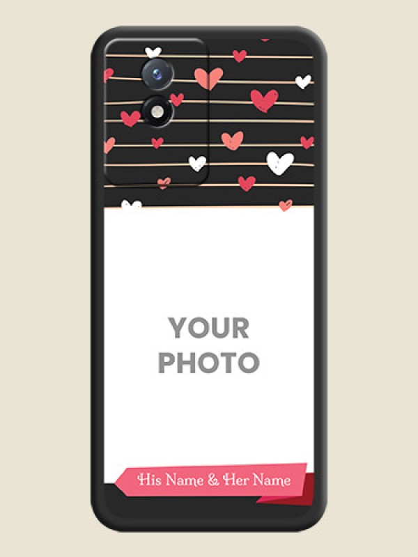 Custom Love Pattern with Name on Pink Ribbon  on Photo on Space Black Soft Matte Back Cover - Vivo Y02 - alternate view