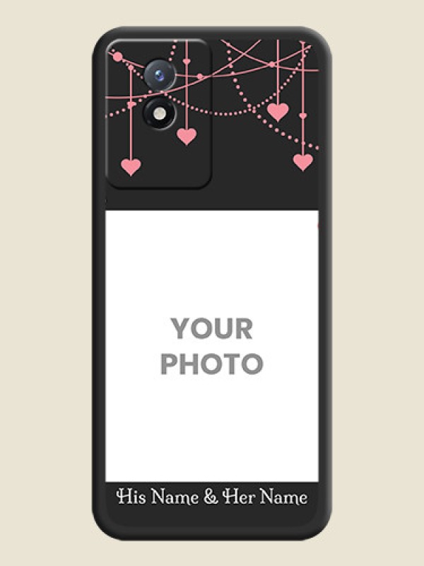 Custom Pink Love Hangings with Text on Space Black Custom Soft Matte Back Cover - Vivo Y02 - alternate view