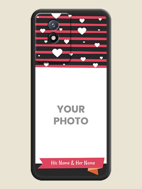 Custom White Color Love Symbols with Pink Lines Pattern on Space Black Custom Soft Matte Phone Cases - Vivo Y02 - alternate view