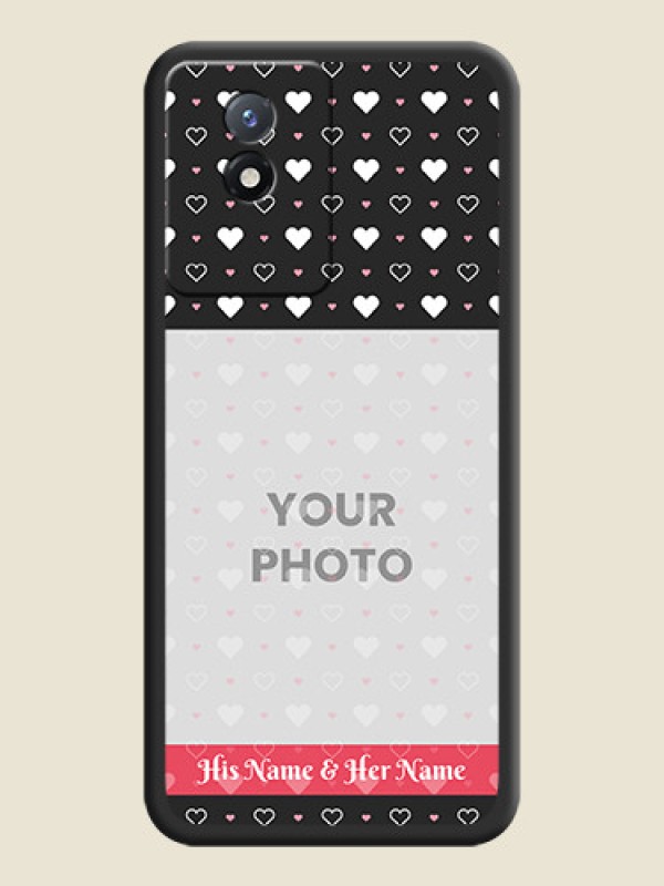 Custom White Color Love Symbols with Text Design on Photo on Space Black Soft Matte Phone Cover - Vivo Y02 - alternate view