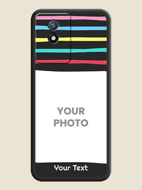 Custom Multicolor Lines with Image on Space Black Personalized Soft Matte Phone Covers - Vivo Y02 - alternate view