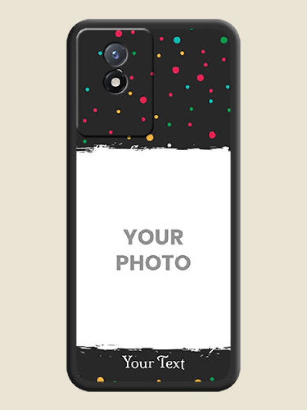 Custom Multicolor Dotted Pattern with Text on Space Black Custom Soft Matte Phone Back Cover - Vivo Y02 - alternate view