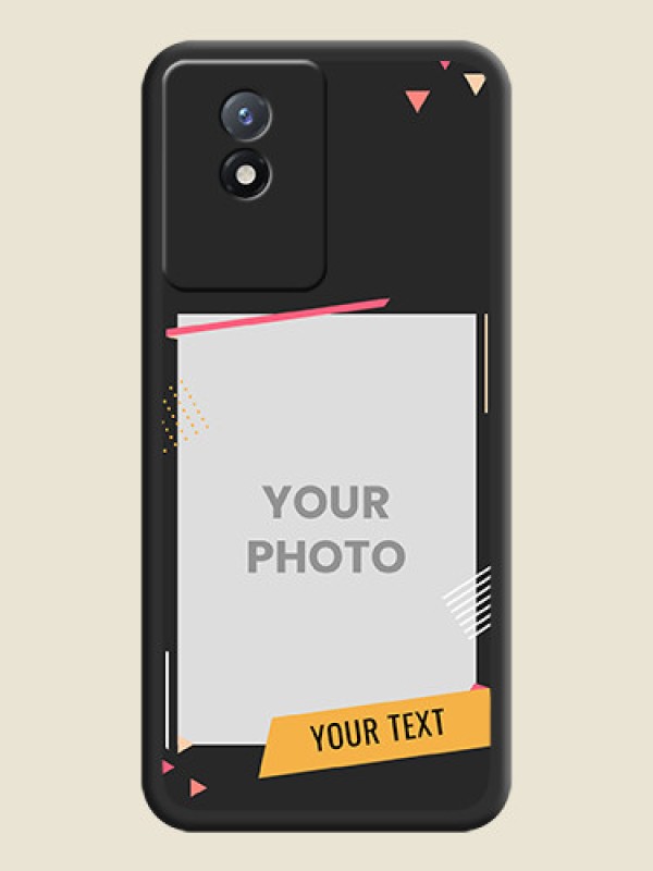 Custom Photo Frame with Triangle Small Dots on Photo on Space Black Soft Matte Back Cover - Vivo Y02 - alternate view