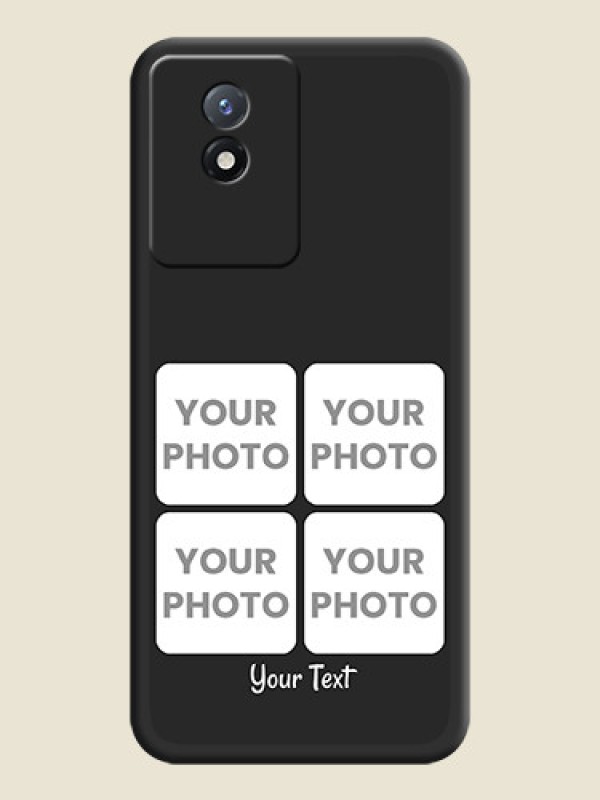 Custom Floral Art with 6 Image Holder on Photo on Space Black Soft Matte Mobile Case - Vivo Y02 - alternate view