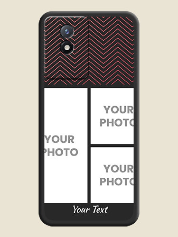 Custom Wave Pattern with 3 Image Holder on Space Black Custom Soft Matte Back Cover - Vivo Y02 - alternate view