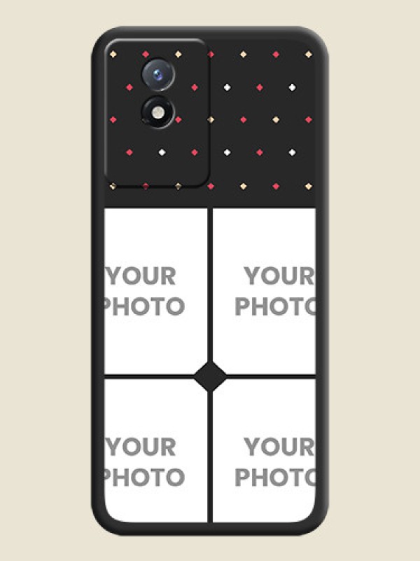 Custom Multicolor Dotted Pattern with 4 Image Holder on Space Black Custom Soft Matte Phone Cases - Vivo Y02 - alternate view