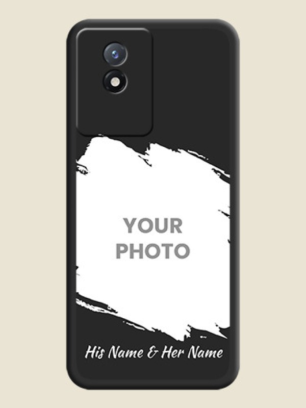 Custom Grunge Brush Strokes on Photo on Space Black Soft Matte Back Cover - Vivo Y02 - alternate view