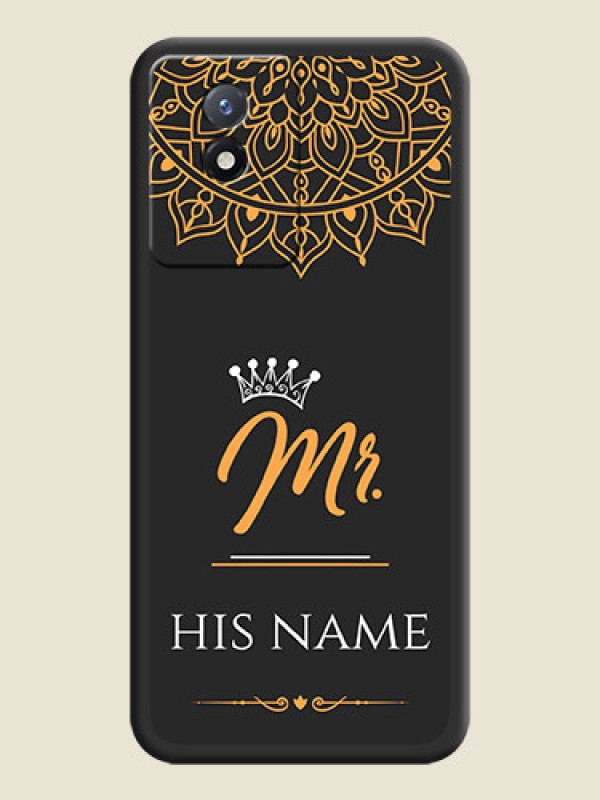 Custom Mr Name with Floral Design  on Personalised Space Black Soft Matte Cases - Vivo Y02 - alternate view
