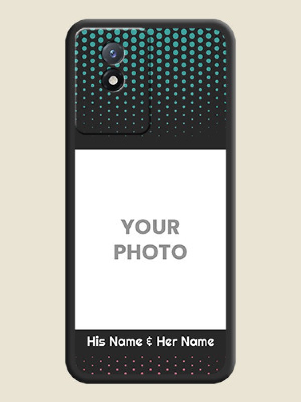 Custom Faded Dots with Grunge Photo Frame and Text on Space Black Custom Soft Matte Phone Cases - Vivo Y02 - alternate view