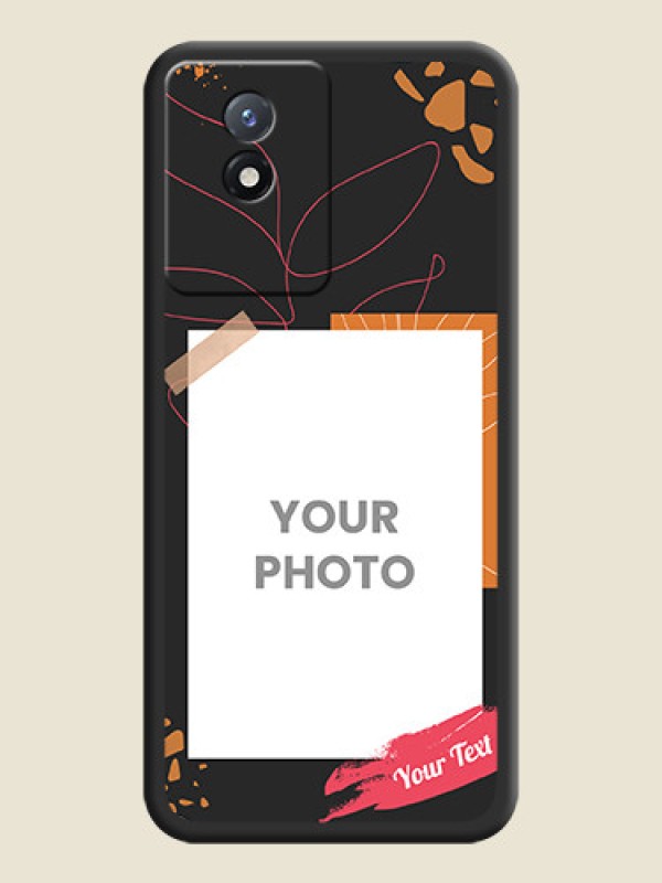 Custom Orange Photo Frame on Space Black Custom Soft Matte Phone Back Cover - Vivo Y02 - alternate view