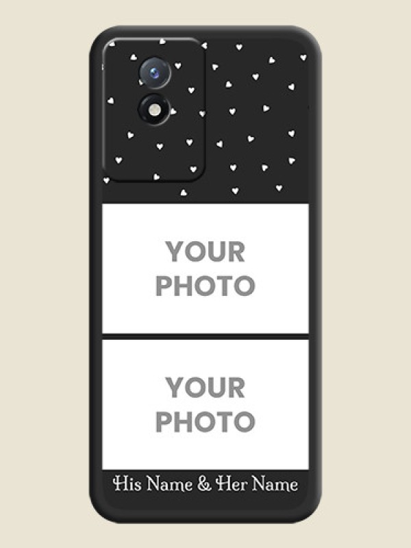 Custom Miniature Love Symbols with Name on Space Black Custom Soft Matte Back Cover - Vivo Y02t - alternate view