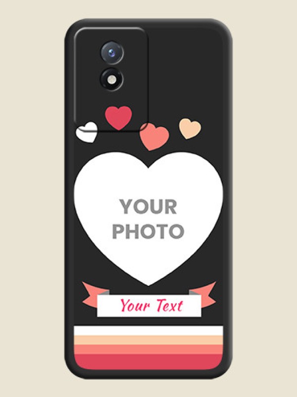 Custom Love Shaped Photo with Colorful Stripes on Personalised Space Black Soft Matte Cases - Vivo Y02t - alternate view