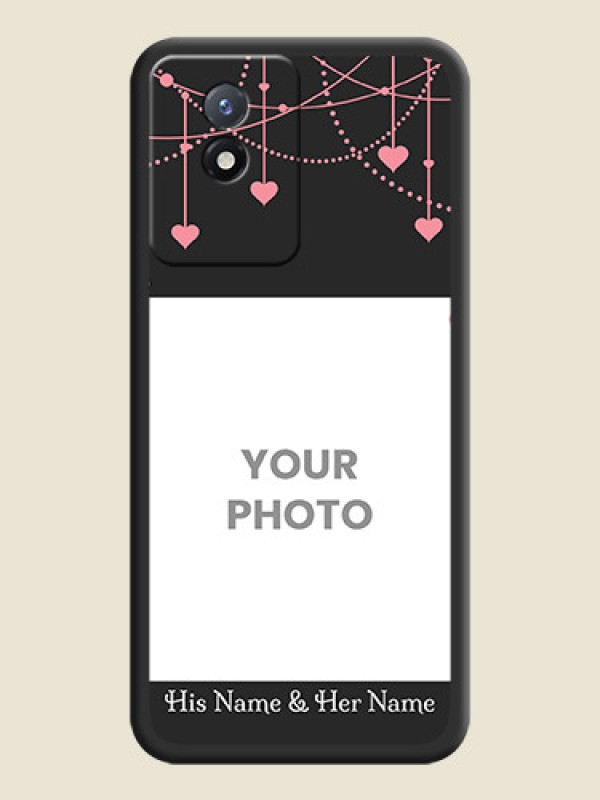 Custom Pink Love Hangings with Text on Space Black Custom Soft Matte Back Cover - Vivo Y02t - alternate view