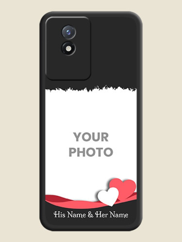 Custom Pin Color Love Shaped Ribbon Design with Text on Space Black Custom Soft Matte Phone Back Cover - Vivo Y02t - alternate view