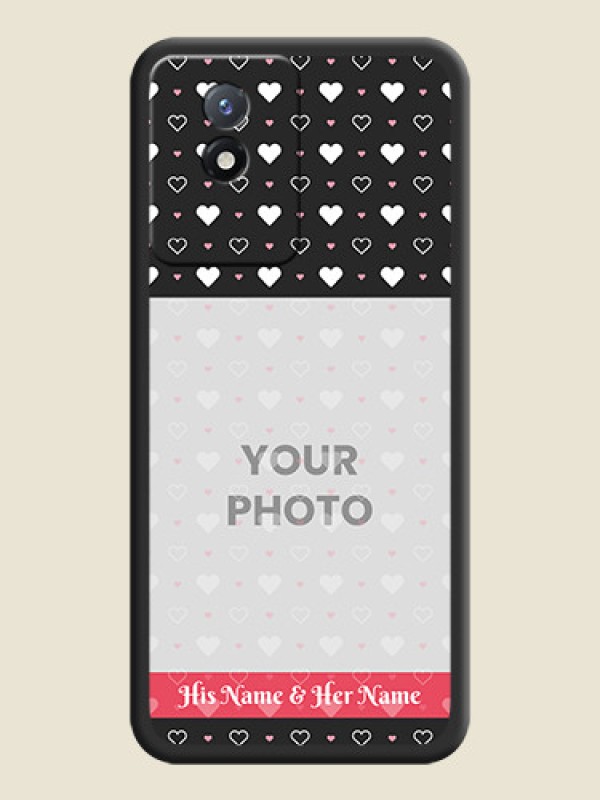 Custom White Color Love Symbols with Text Design on Photo on Space Black Soft Matte Phone Cover - Vivo Y02t - alternate view
