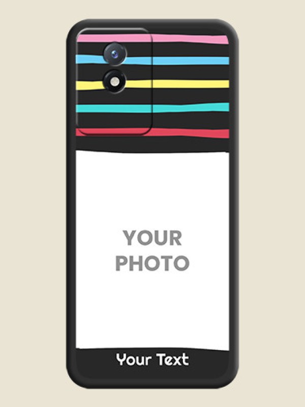 Custom Multicolor Lines with Image on Space Black Personalized Soft Matte Phone Covers - Vivo Y02t - alternate view