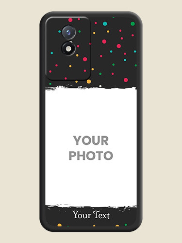 Custom Multicolor Dotted Pattern with Text on Space Black Custom Soft Matte Phone Back Cover - Vivo Y02t - alternate view