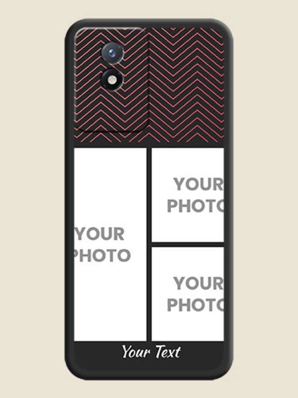 Custom Wave Pattern with 3 Image Holder on Space Black Custom Soft Matte Back Cover - Vivo Y02t - alternate view