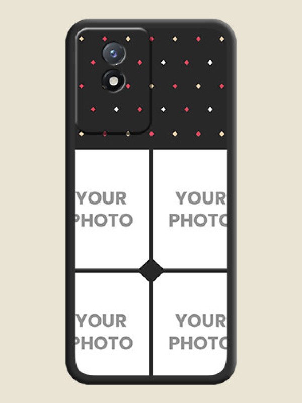 Custom Multicolor Dotted Pattern with 4 Image Holder on Space Black Custom Soft Matte Phone Cases - Vivo Y02t - alternate view