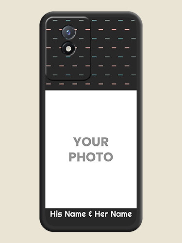 Custom Line Pattern Design with Text on Space Black Custom Soft Matte Phone Back Cover - Vivo Y02t - alternate view