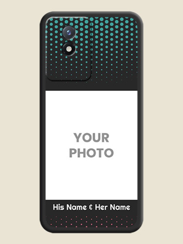 Custom Faded Dots with Grunge Photo Frame and Text on Space Black Custom Soft Matte Phone Cases - Vivo Y02t - alternate view