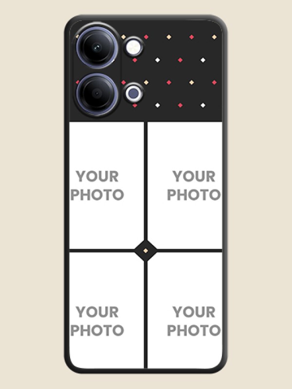 Custom Multicolor Dotted Pattern with 4 Image Holder On Space Black Custom Soft Matte Mobile Back Cover - Vivo Y05 4G - alternate view