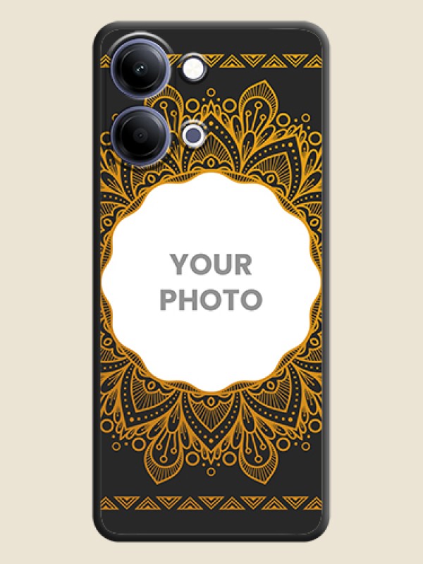 Custom Round Image with Floral Design On Space Black Custom Soft Matte Mobile Back Cover - Vivo Y05 4G - alternate view