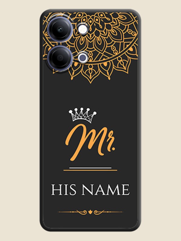 Custom Mr Name with Floral Design On Space Black Custom Soft Matte Mobile Back Cover - Vivo Y05 4G - alternate view