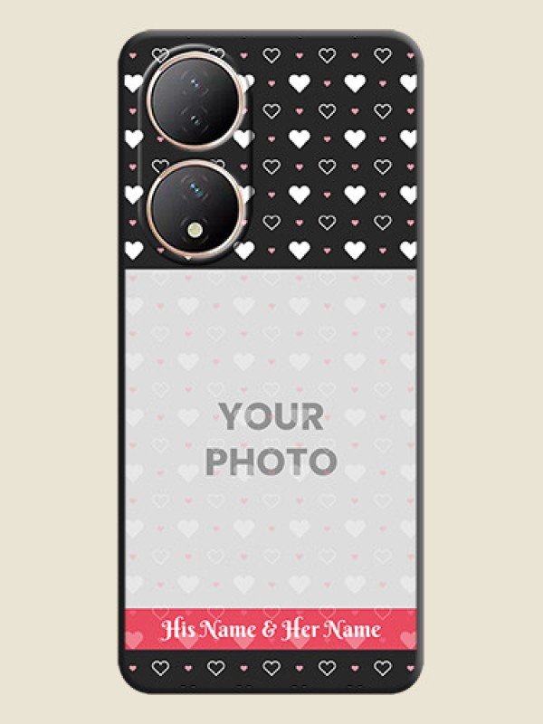 Custom White Color Love Symbols with Text Design on Photo on Space Black Soft Matte Phone Cover - Vivo Y100 - alternate view