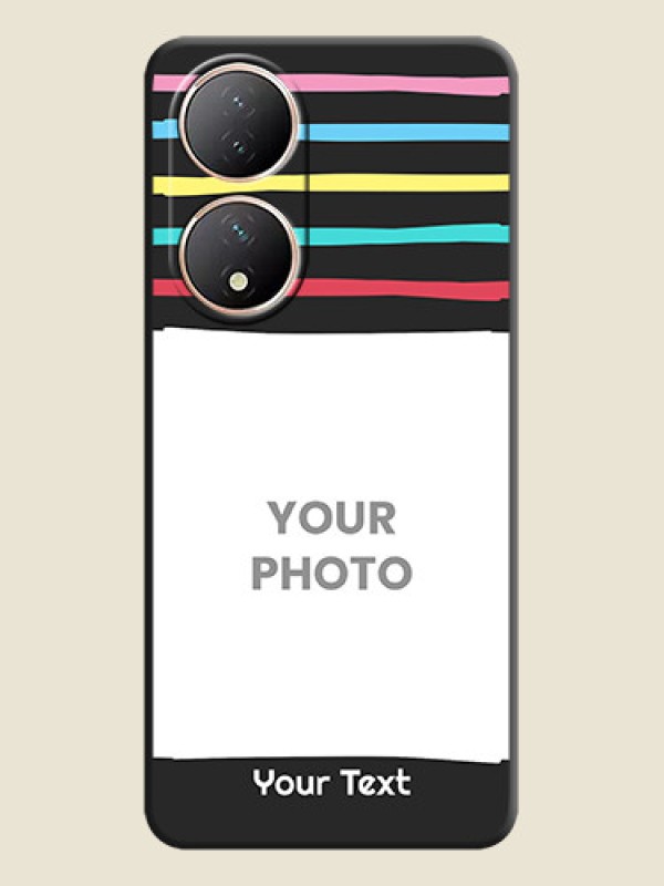 Custom Multicolor Lines with Image on Space Black Personalized Soft Matte Phone Covers - Vivo Y100 - alternate view